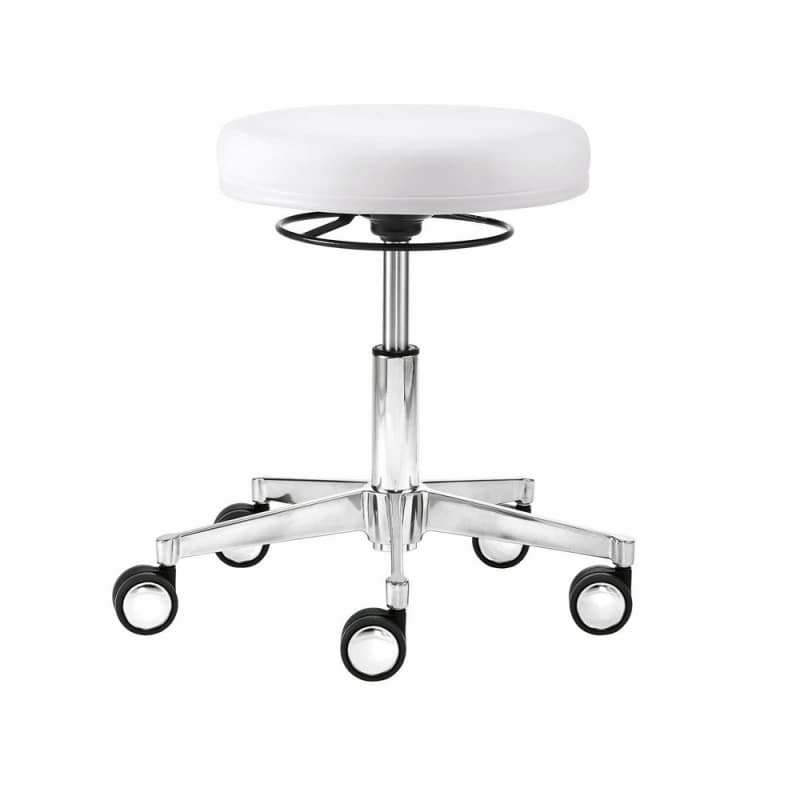 Funktionsdrehhocker myXPERT - Drehbarer Hocker mit Gasdruckfeder und Rollen, schwarz - Med-Praxisbedarf