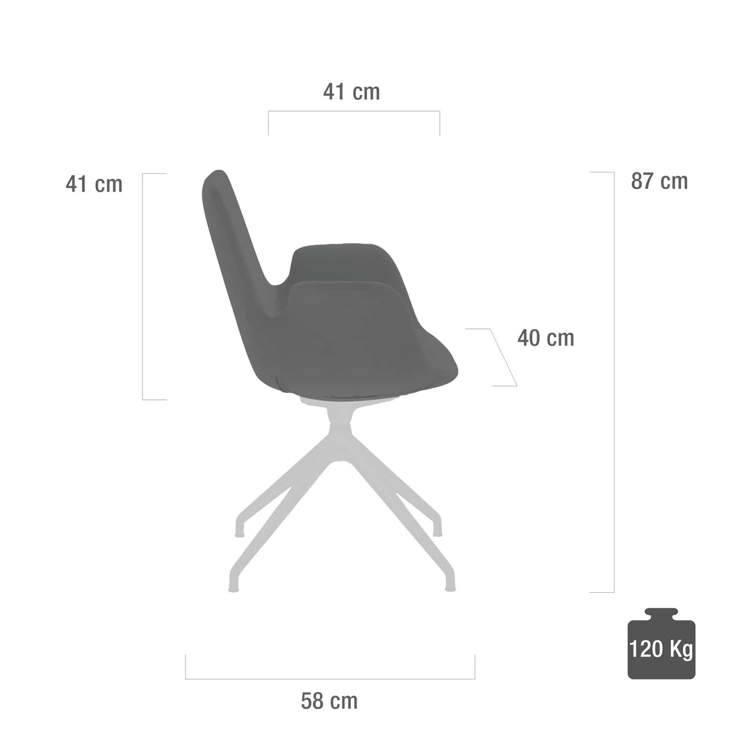 Wartezimmersessel myHELIOS grau - Seitenansicht, ergonomische Form für Langzeitsitzen - Med-Praxisbedarf