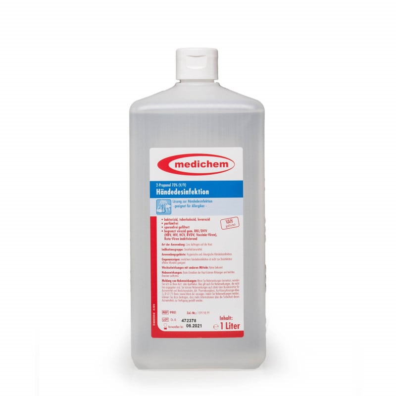 Medichem Händedesinfektion 500 ml Flasche - viruzid und bakterizid für Praxis und Klinik - Med-Praxisbedarf