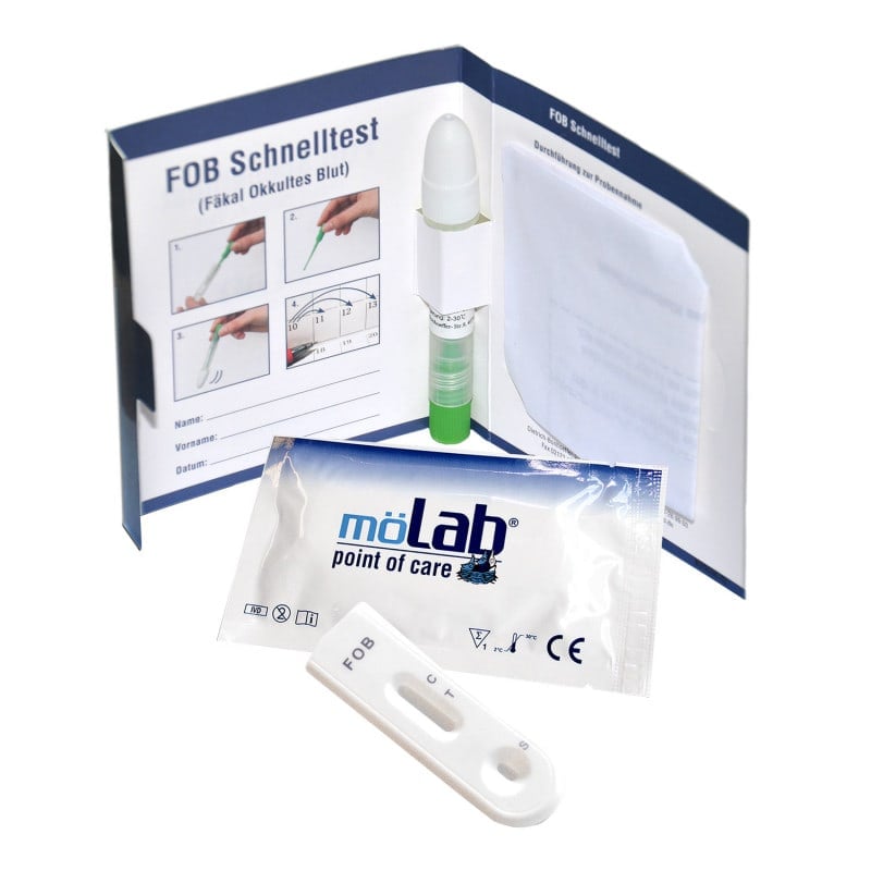 möLab FOB-Schnelltest für okkultes Blut - qualitativer Nachweis in Stuhlproben, komplettes Set - Med-Praxisbedarf