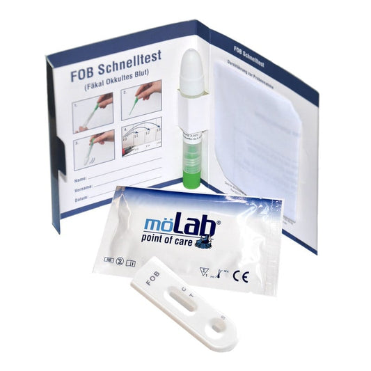 möLab FOB-Schnelltest für okkultes Blut - qualitativer Nachweis in Stuhlproben, komplettes Set - Med-Praxisbedarf