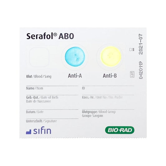 Serafol AB0 Bedside-Karten - Blutgruppen Schnelltest für medizinische Einrichtungen, sofortige Testung - Med-Praxisbedarf