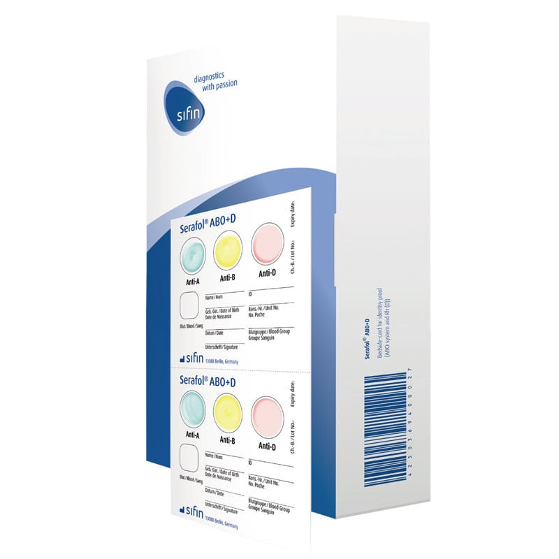 Serafol AB0+D Bedside-Test - Blutgruppen-Test mit Rhesusfaktor D, schnelle Bestimmung am Krankenbett - Med-Praxisbedarf