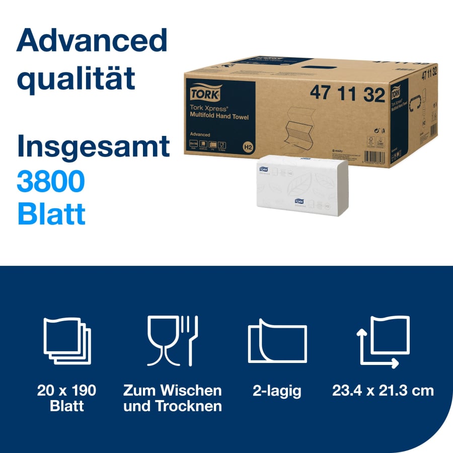 Tork Xpress® Papierhandtücher H2 Advanced, 2-lagig